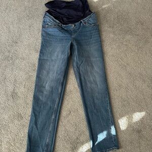 Abercrombie & Fitch Women's Straight Leg Blue Maternity Jeans